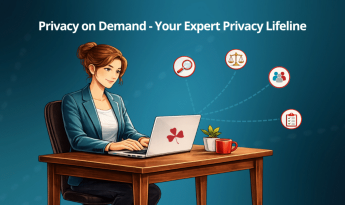 Illustration of a Red Clover privacy expert with privacy icons